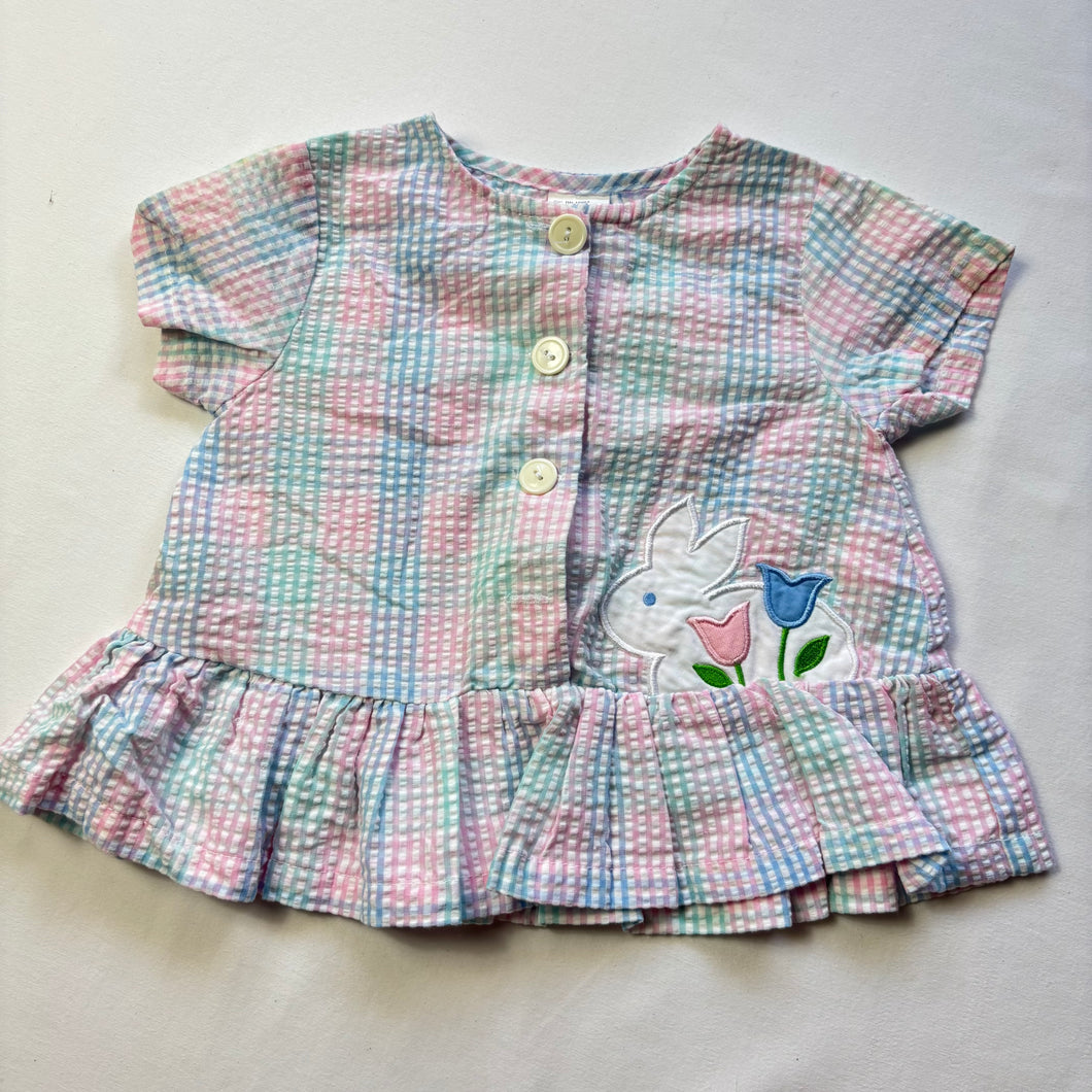 Vintage Bunny Pastel Gingham Top 18 months