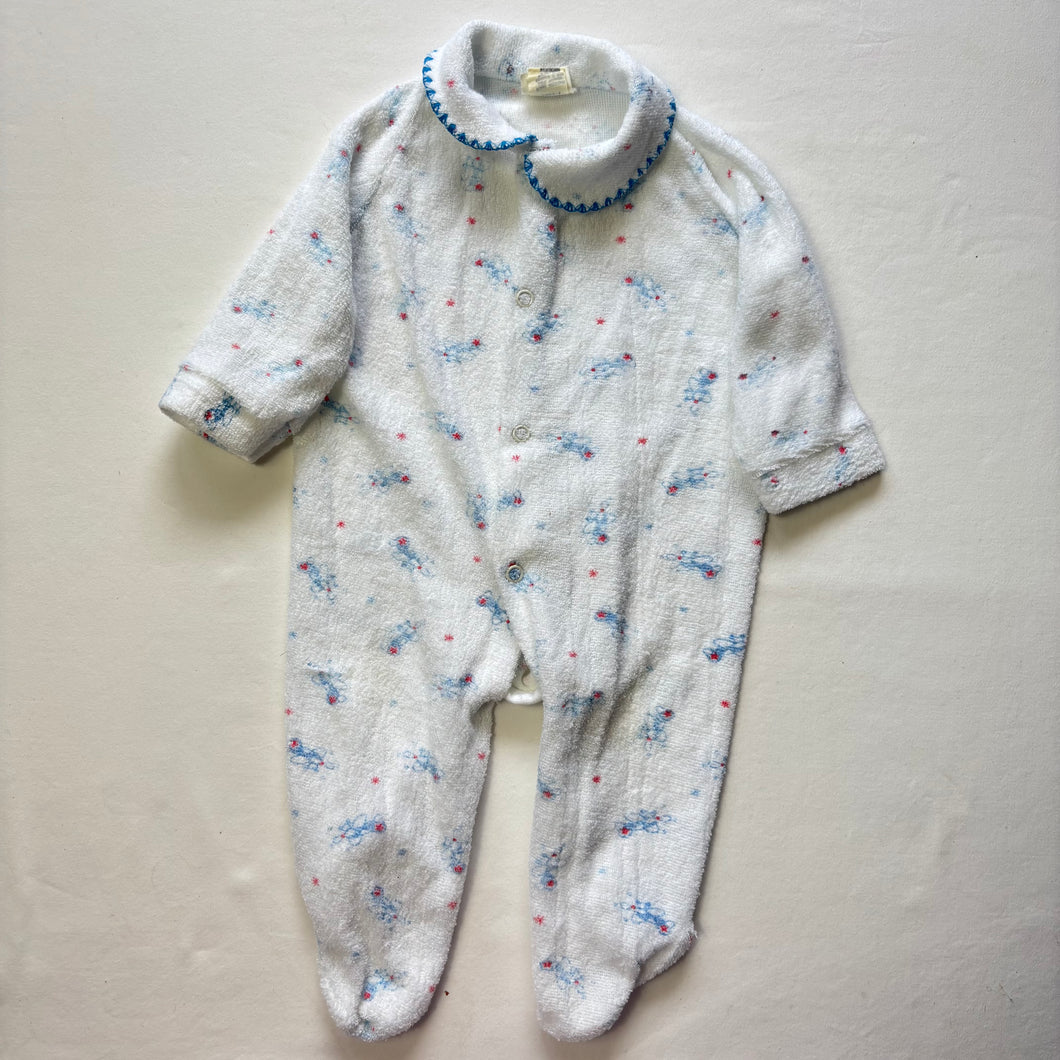 Vintage Airplane Terrycloth Footed PJs 0-3 months
