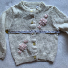 Load image into Gallery viewer, Vintage Cream Knit Flower Cardigan 2t
