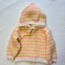 Load image into Gallery viewer, Vintage Pink + Yellow Knit Hooded Sweater 9-12 months
