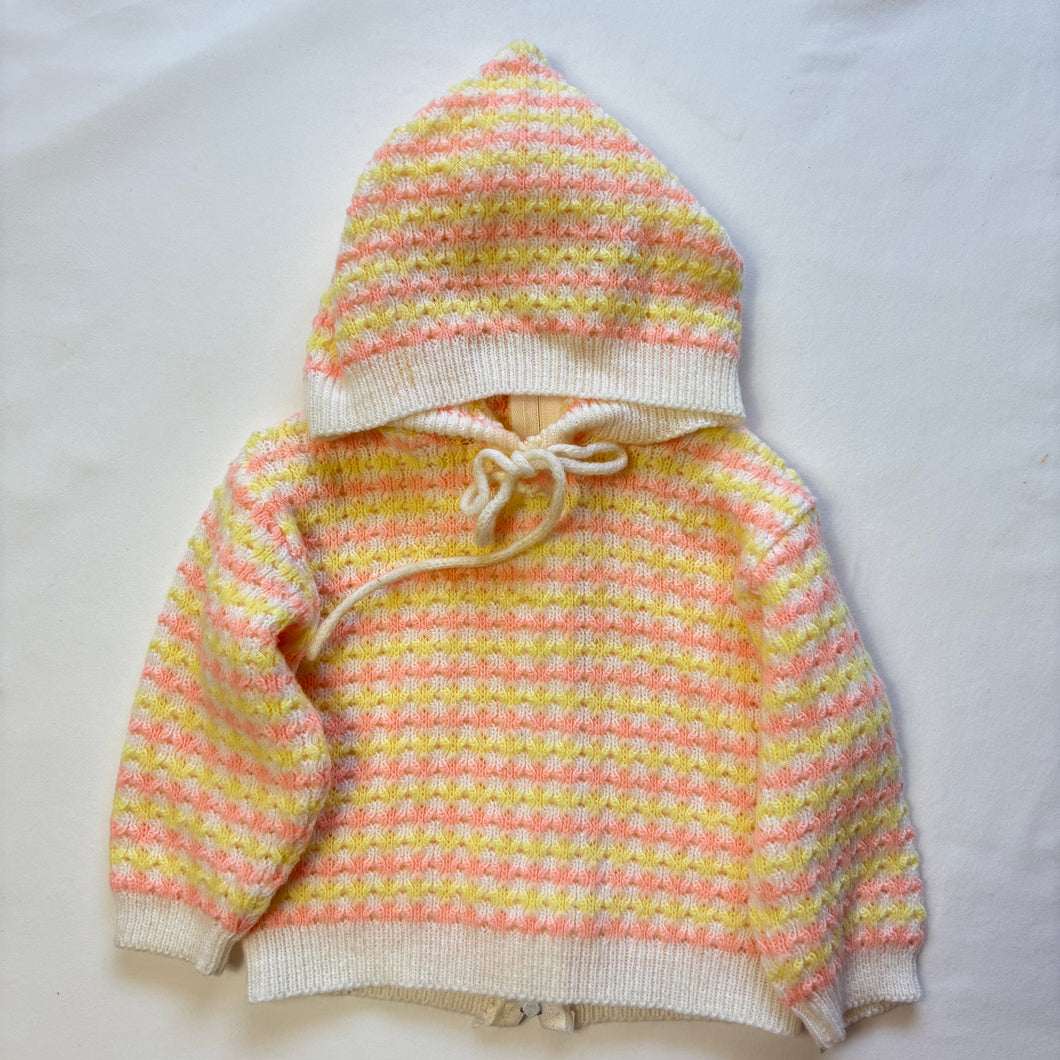 Vintage Pink + Yellow Knit Hooded Sweater 9-12 months