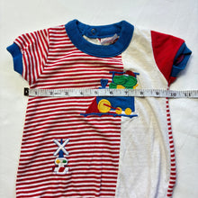 Load image into Gallery viewer, Vintage Train Striped Romper 6-9 months

