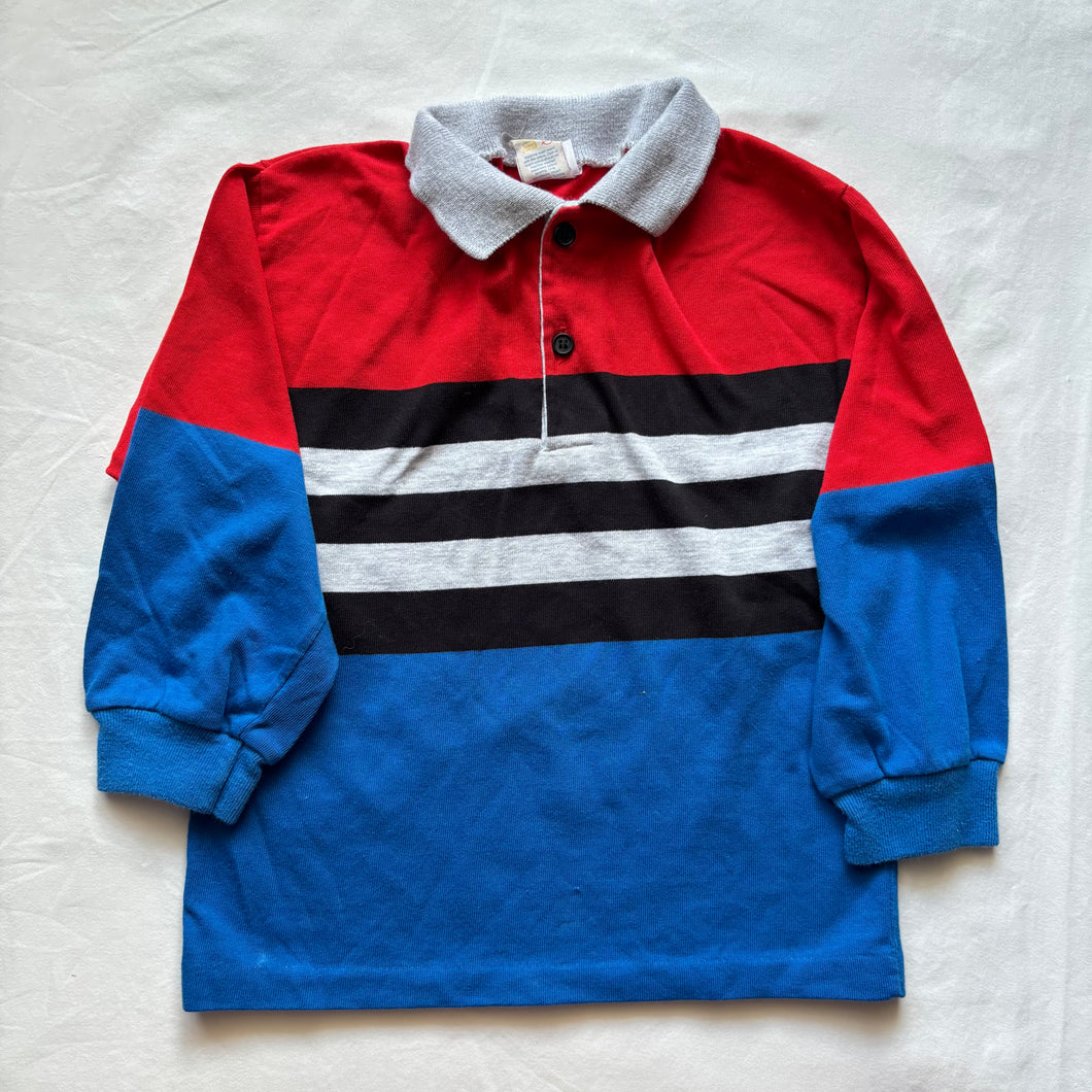Vintage Blue/Red Striped Long Sleeve 5t