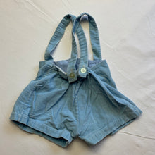 Load image into Gallery viewer, Vintage Blue Suspender Shorts 3 months
