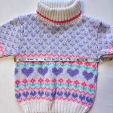 Load image into Gallery viewer, Vintage Heart Flower Knit Turtleneck Sweater 2t
