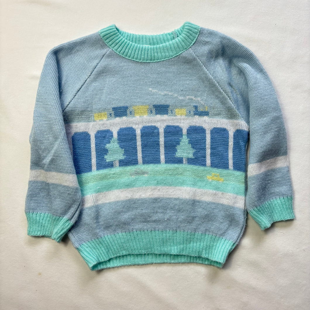 Vintage Train Bridge Knit Sweater 2/3t