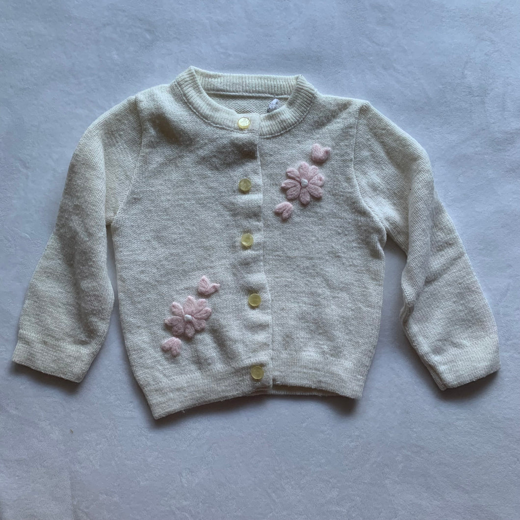 Vintage Cream Knit Flower Cardigan 2t