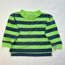 Load image into Gallery viewer, Vintage Green/Navy Striped Long Sleeve 18 months
