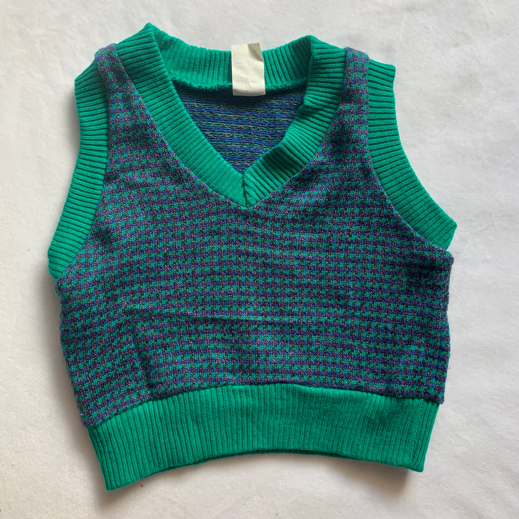 Vintage Green/Purple Knit Vest 3t