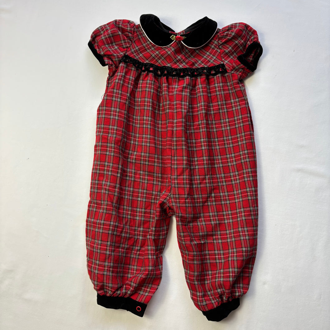 Vintage Girly Plaid Bubble Pantsuit 12 months