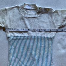 Load image into Gallery viewer, Vintage Cream/Blue Romper 6-9 months

