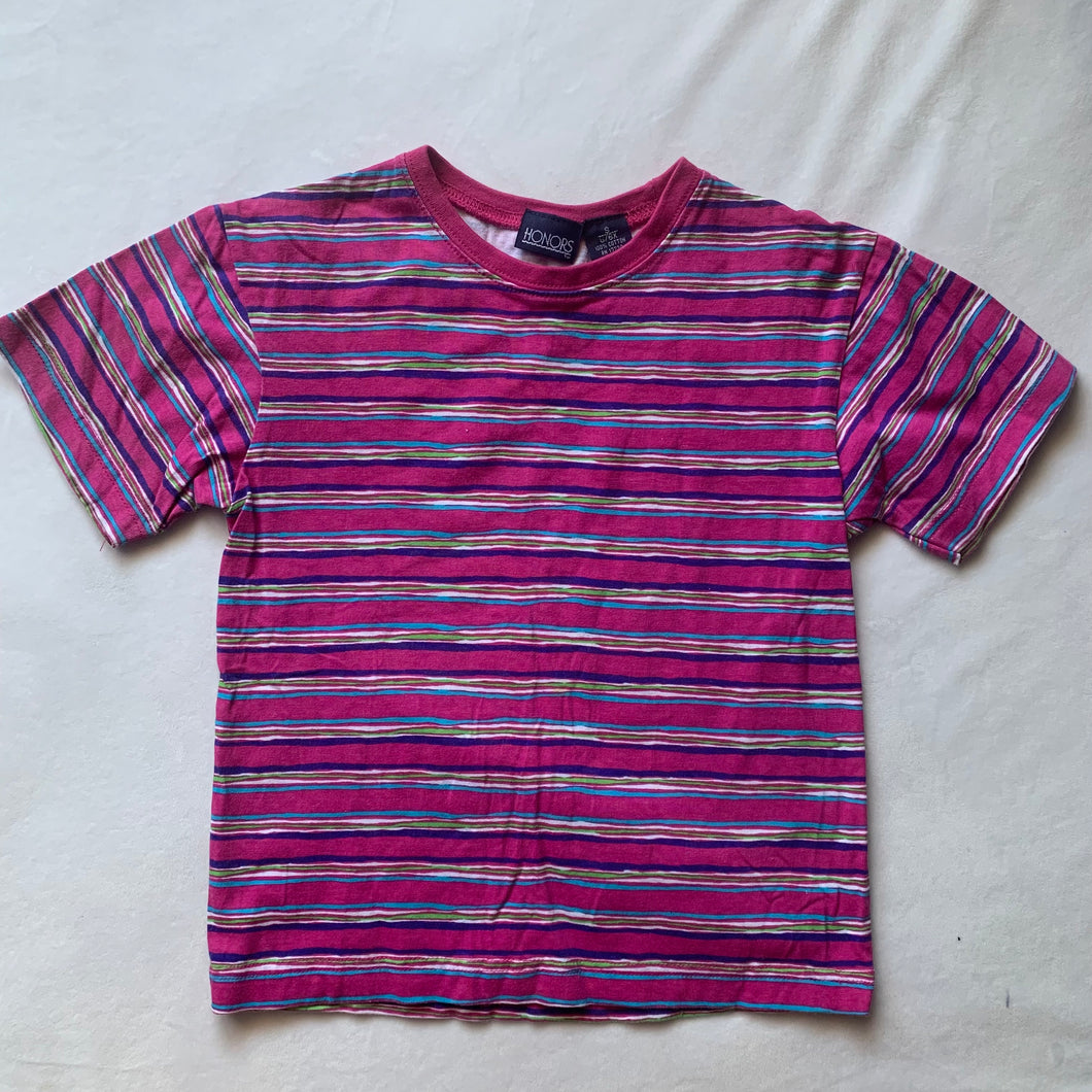 Vintage Wavy Striped Pink Tee kids 6