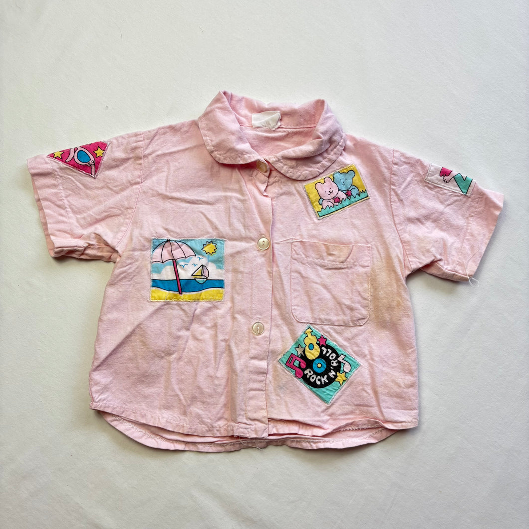 Vintage Summery Patches Pink Shirt 18 months