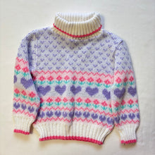 Load image into Gallery viewer, Vintage Heart Flower Knit Turtleneck Sweater 2t
