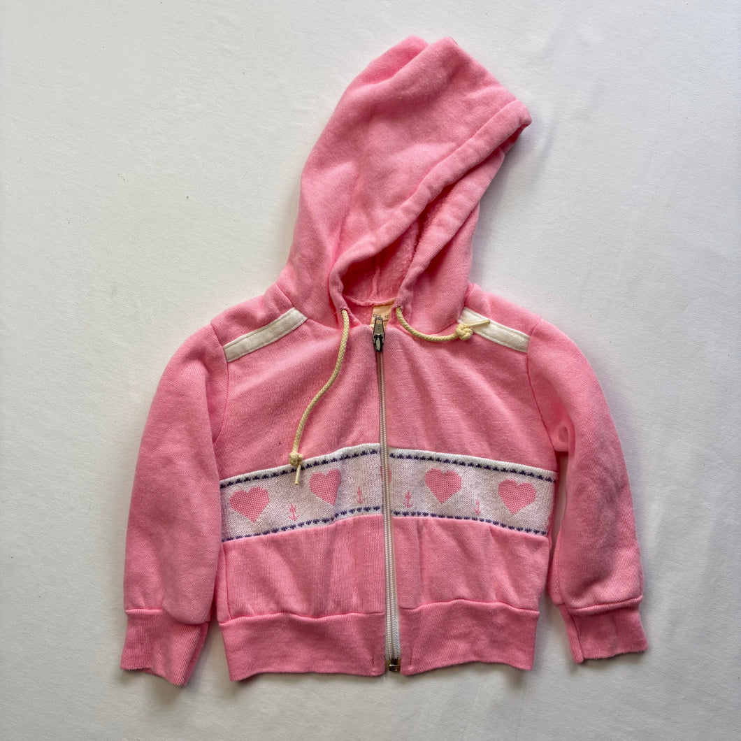 Vintage Pink Hearts Hooded Sweater 18 months
