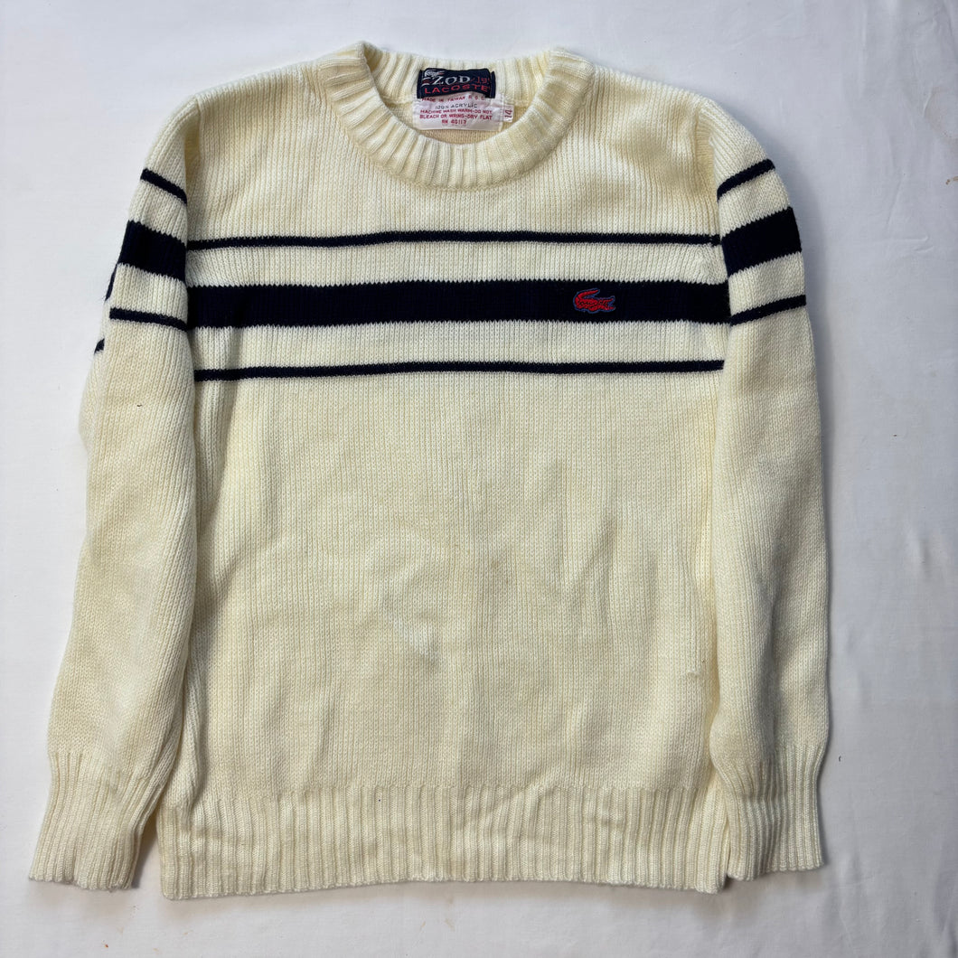 Vintage Lacoste Cream Striped Knit Sweater kids 10/12
