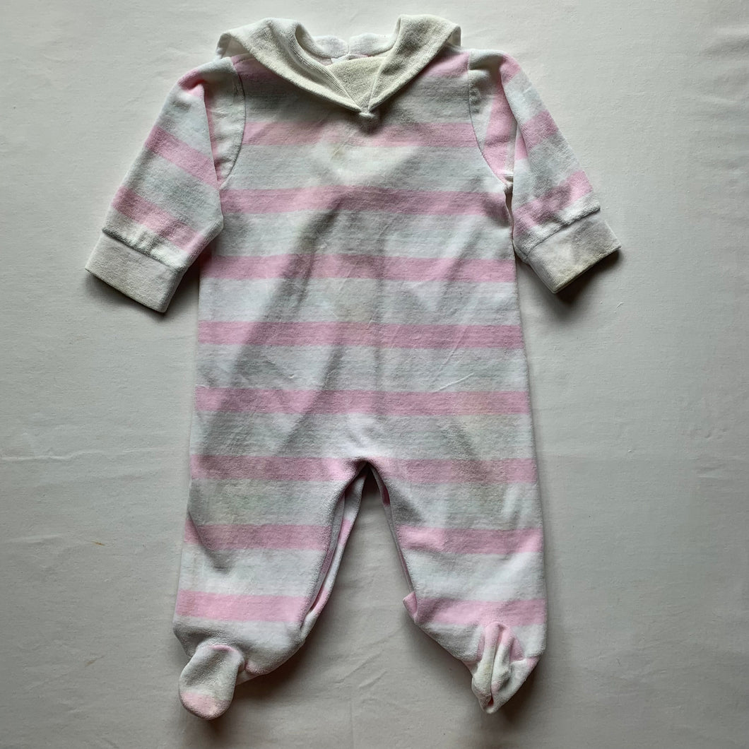 Vintage Pink Striped Footed Bodysuit 6-9 months