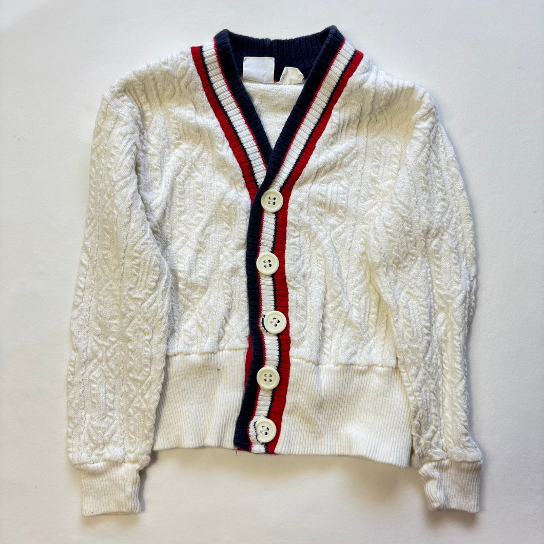 Vintage White + Red/Blue Cardigan Sweater 3t