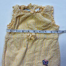 Load image into Gallery viewer, Vintage Seersucker Flower + Butterfly Romper 6-9 months
