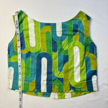 Load image into Gallery viewer, Vintage Groovy Green/Blue Cropped Shirt kids 6/8
