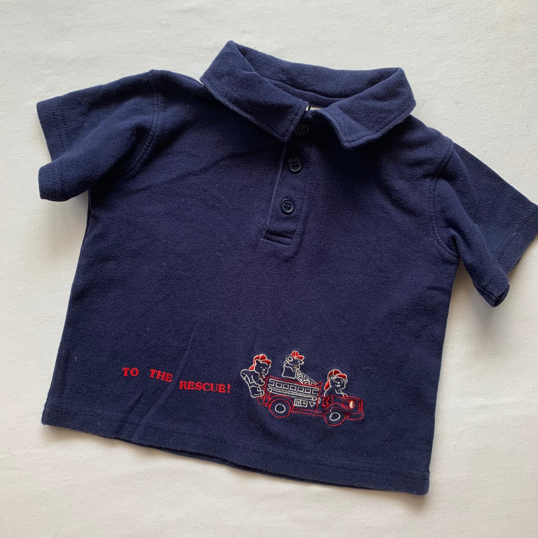 Vintage Firetruck Bears Navy Shirt 12-18 months