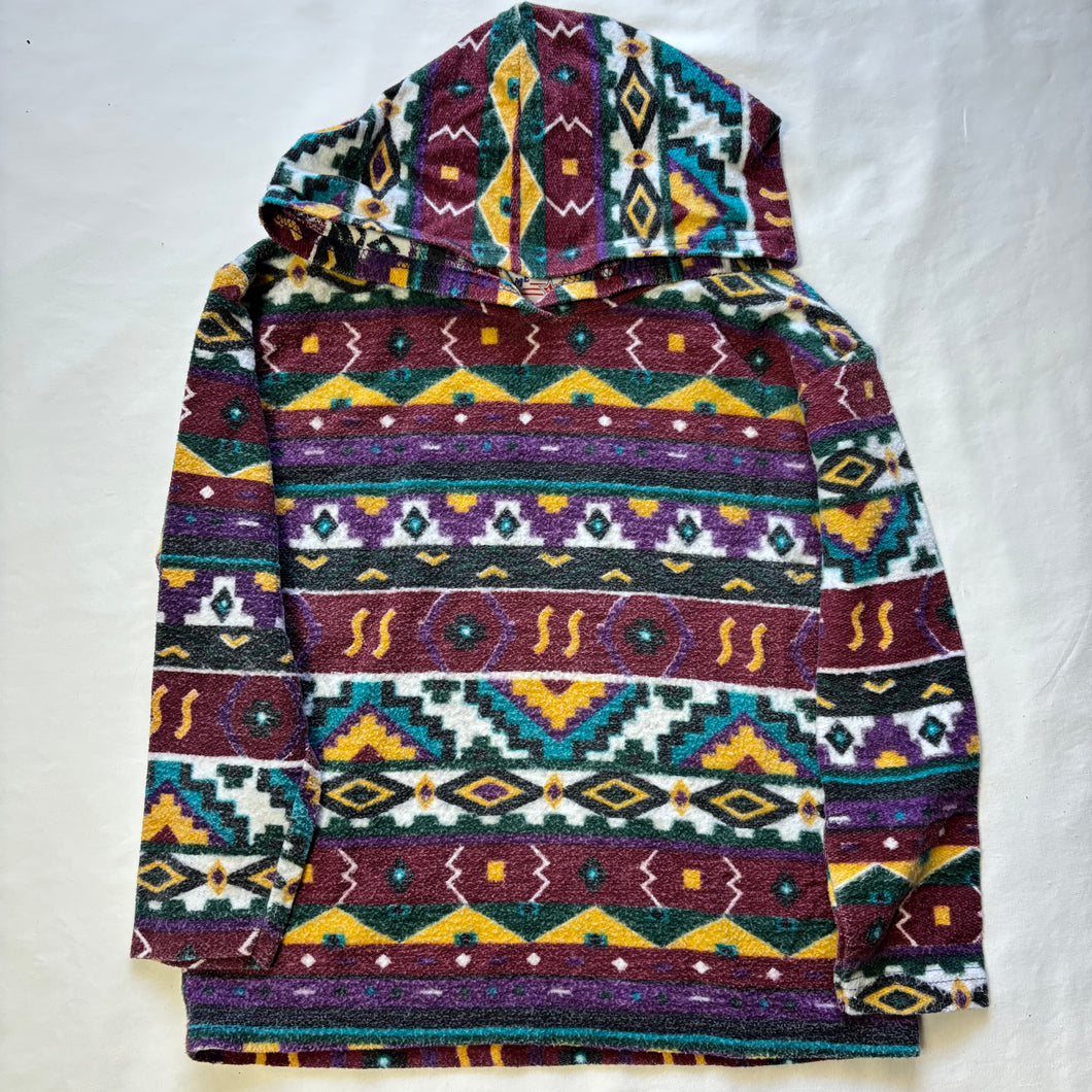 Vintage Pattern Flannel Hooded Sweater 5t/6