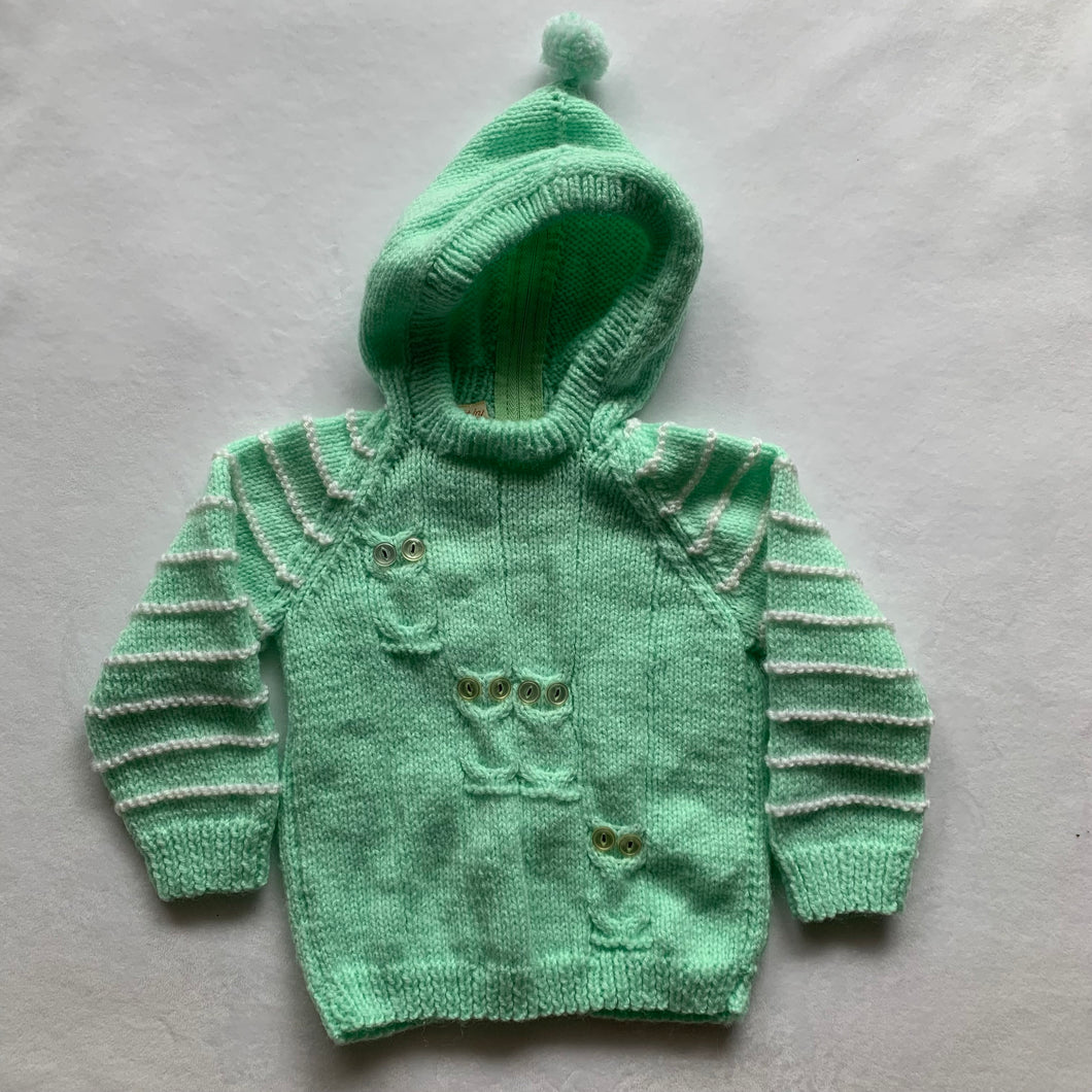 Vintage Owls Green Knit Sweater 18 months