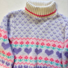 Load image into Gallery viewer, Vintage Heart Flower Knit Turtleneck Sweater 2t
