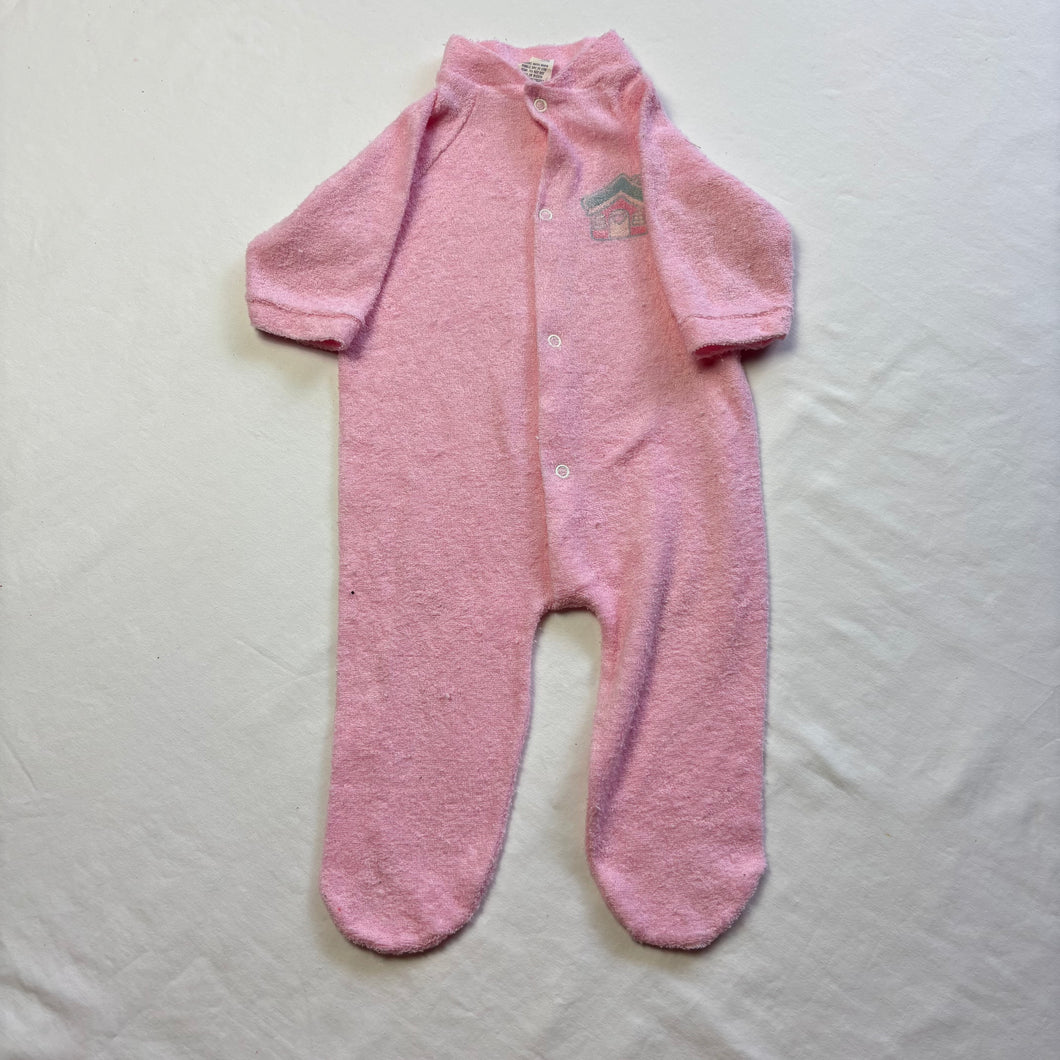 Vintage House Terrycloth Pink Footed PJs 3 months