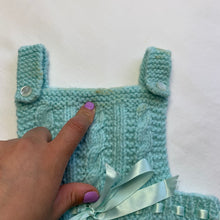 Load image into Gallery viewer, Vintage Mint Blue Knit Overalls 3-6 months
