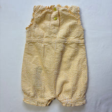 Load image into Gallery viewer, Vintage Seersucker Flower + Butterfly Romper 6-9 months
