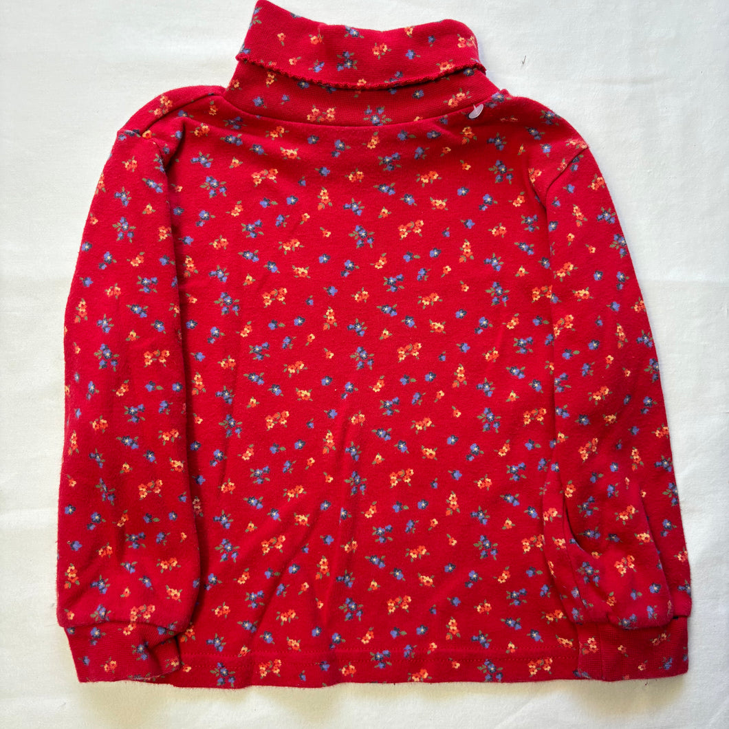 Vintage Floral Red Turtleneck 2/3t