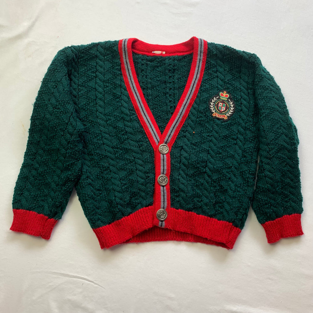 Vintage Green/Red Cardigan 3/4t