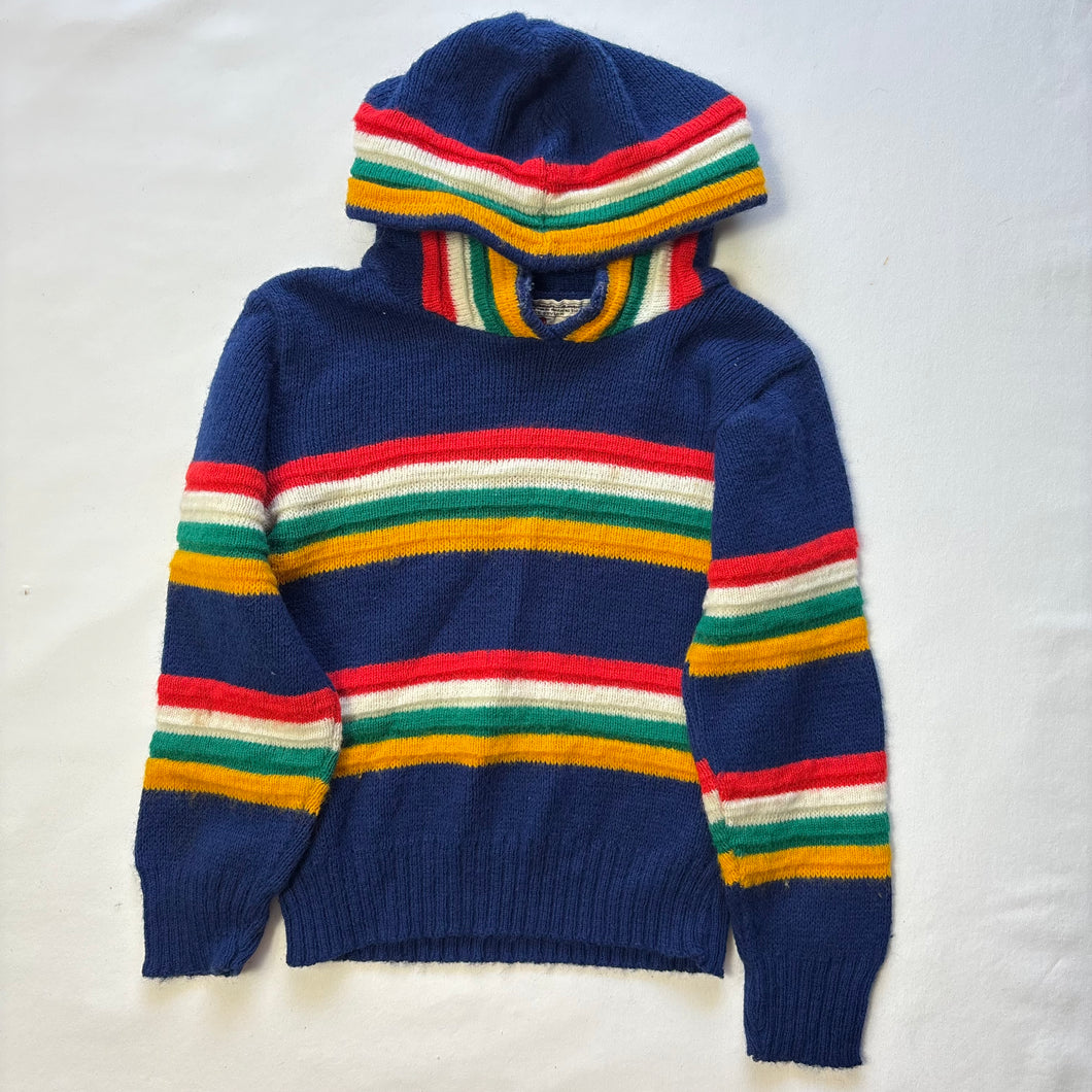 Vintage Colorful Striped Knit Hoodie 3t