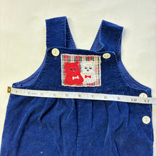 Load image into Gallery viewer, Vintage Puppy Patch Blue Overalls 6-9 months
