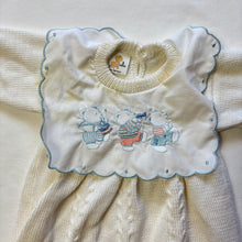 Load image into Gallery viewer, Vintage Musical Bears Knit Footed PJs 3 months
