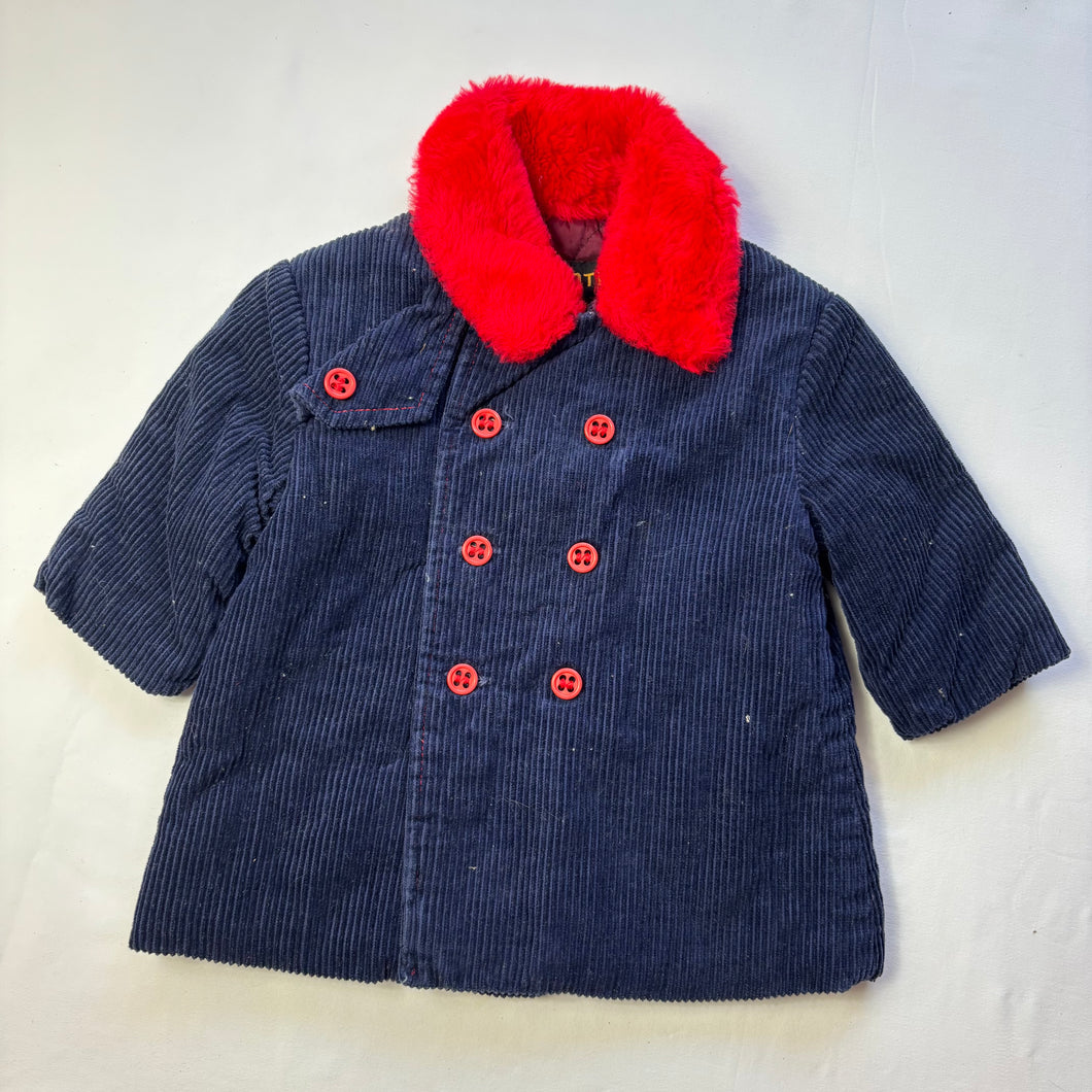 Vintage Navy/Red Corduroy Coat 9-12 months