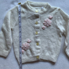 Load image into Gallery viewer, Vintage Cream Knit Flower Cardigan 2t
