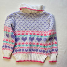 Load image into Gallery viewer, Vintage Heart Flower Knit Turtleneck Sweater 2t
