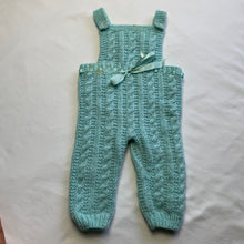 Load image into Gallery viewer, Vintage Mint Blue Knit Overalls 3-6 months
