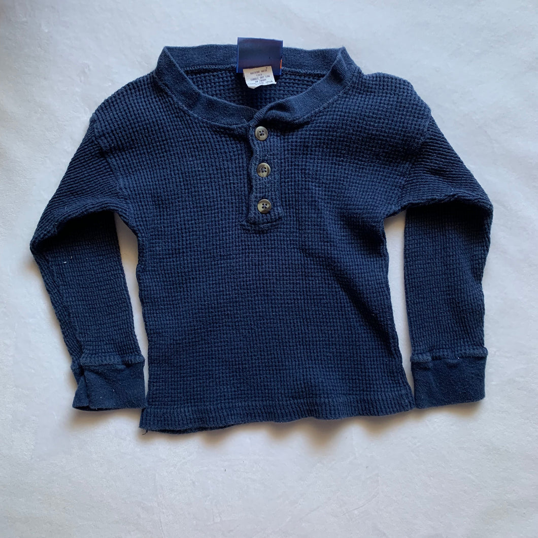 Vintage Navy Waffle Knit Long Sleeve 2/3t