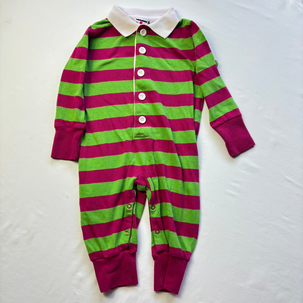 Vintage Pink/Green Striped Bodysuit 18 months