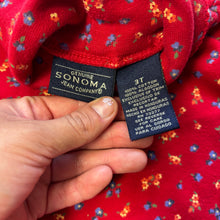 Load image into Gallery viewer, Vintage Floral Red Turtleneck 2/3t

