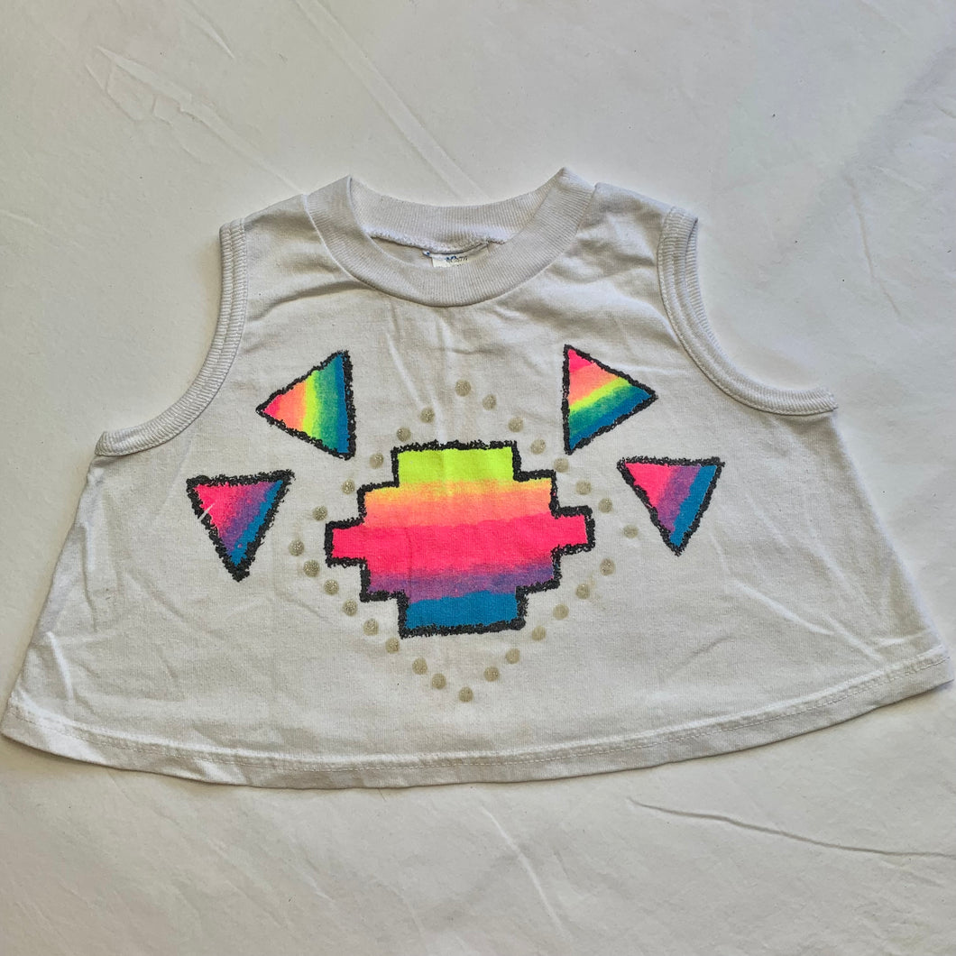 Vintage Neon Tribal Cropped Tank Top 4t-6