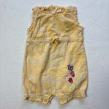 Load image into Gallery viewer, Vintage Seersucker Flower + Butterfly Romper 6-9 months

