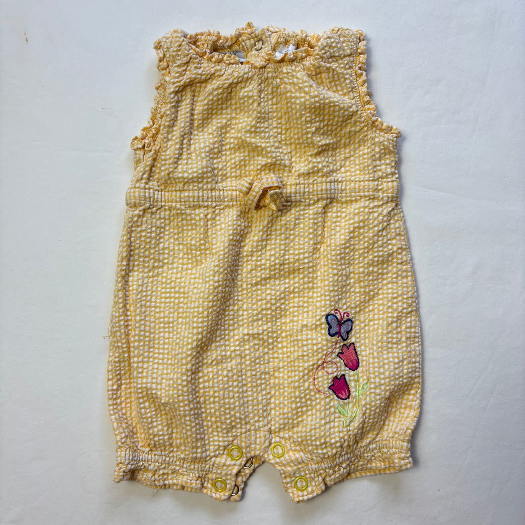 Vintage Seersucker Flower + Butterfly Romper 6-9 months