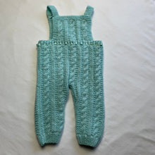 Load image into Gallery viewer, Vintage Mint Blue Knit Overalls 3-6 months
