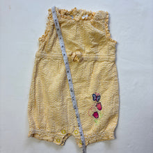 Load image into Gallery viewer, Vintage Seersucker Flower + Butterfly Romper 6-9 months
