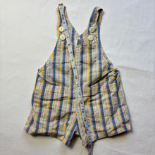 Load image into Gallery viewer, Vintage Blue + Yellow Striped Shortalls 6 months
