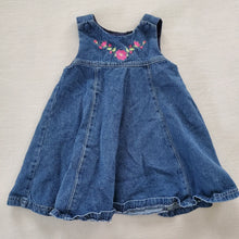 Load image into Gallery viewer, Y2k Floral Embroidered Denim Dress 24 months/2t
